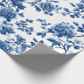 Blaue Chinoiserie-Blumenverpackungspapier Geschenkpapier (Ecke)
