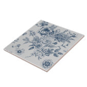 Blaue Chinoiserie Blumenvintage Fliese (Seite)