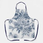 Blaue Chinoiserie Blumenvintage Schürze (Vorderseite)