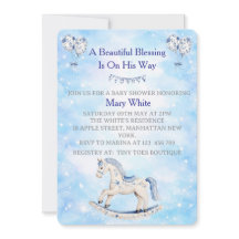 Blaue Chinoiserie-Einladung zur Babyparty