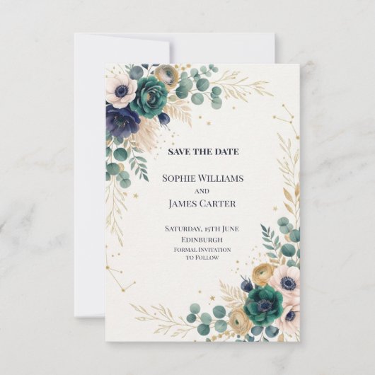 Blaue Chinoiserie-Gartenhochzeit - Save the Date (Vorderseite)