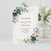 Blaue Chinoiserie-Gartenhochzeit - Save the Date (Stehend Vorderseite)