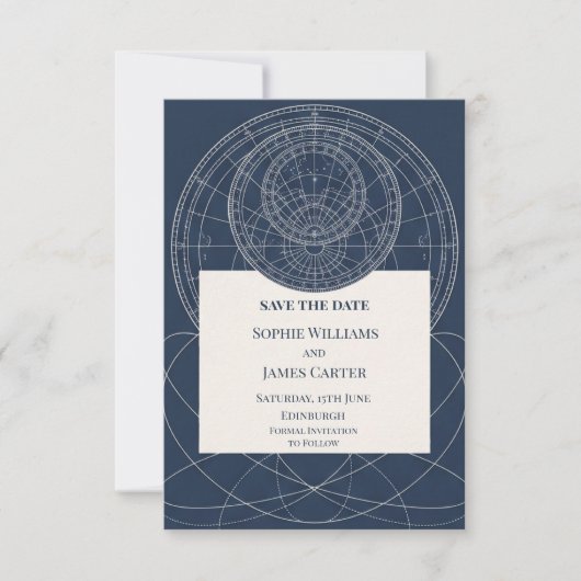 Blaue Chinoiserie-Gartenhochzeit - Save the Date (Vorderseite)