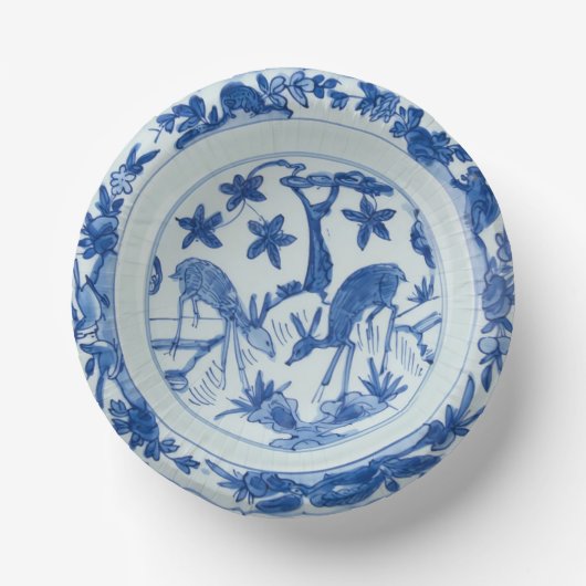 Blaue Chinoiserie Hirsche Imitate China Pappteller (Vorderseite)