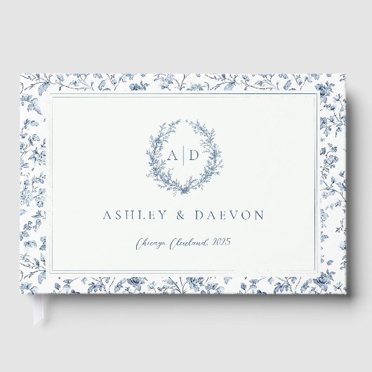 Blaue Chinoiserie-Hochzeit Gästebuch (Vorderseite)