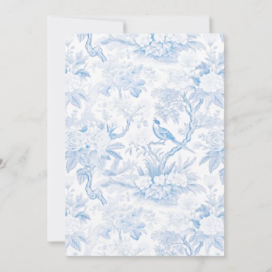 Blaue Chinoiserie Hochzeitsfeier Tischnummern (Rückseite)