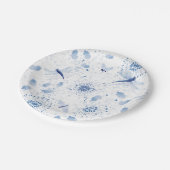Blaue Chinoiserie Libelle Blumen Pappteller (Schrägansicht)