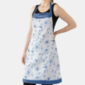 Blaue Chinoiserie Libellen und Blumen Schürze (InSitu)