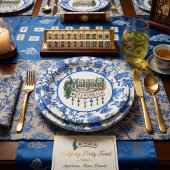 Blaue Chinoiserie Mahjong  Pappteller