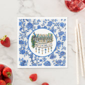 Blaue Chinoiserie Mahjong  Serviette (Beispiel)