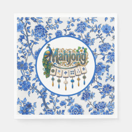 Blaue Chinoiserie Mahjong Serviette