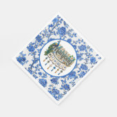 Blaue Chinoiserie Mahjong  Serviette (Ecke)