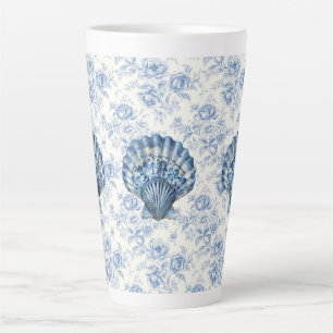 Blaue Chinoiserie-Muschel-Große Keramik-Latte-Macc Milchtasse