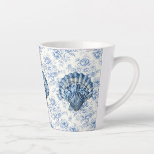 Blaue Chinoiserie-Muschel kleine Keramik-Latte-Mug Milchtasse