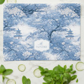 Blaue Chinoiserie Muster ID1094 Geschirrtuch (Gefaltet)