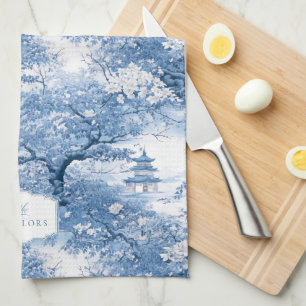 Blaue Chinoiserie Muster ID1094 Geschirrtuch