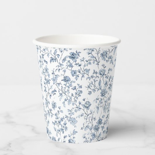 Blaue Chinoiserie Pappbecher (Vorderseite)