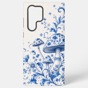 Blaue Chinoiserie-Pilz-Blumen-Handyhülle Samsung Galaxy Hülle