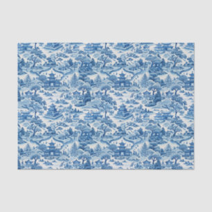 Blaue Chinoiserie Porzellan chinesisch Seidenpapier