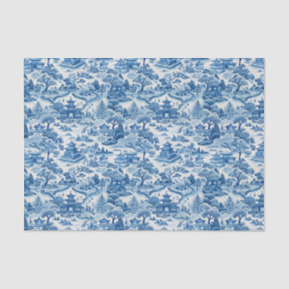 Blaue Chinoiserie Porzellan chinesisch Seidenpapier