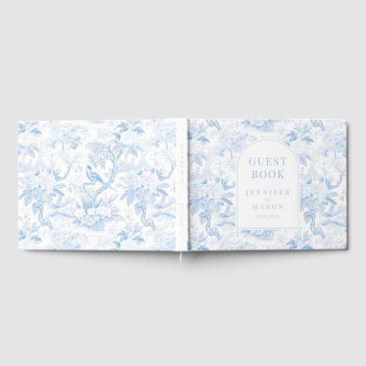 Blaue Chinoiserie Porzellan Hochzeitsgeschenk Gäst Gästebuch (Voll)