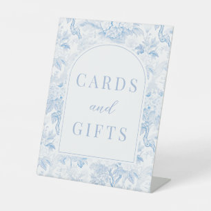 Blaue Chinoiserie Porzellan Hochzeitskarten und Ge Sockelschild