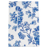 Blaue Chinoiserie Rose Peony Mittlere Geschenktüte (Rückseite)