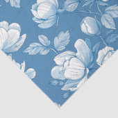 Blaue Chinoiserie Rose Peony Seidenpapier (Ausschnitt)