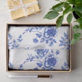 Blaue Chinoiserie Rose Peony Seidenpapier (Geschenk)