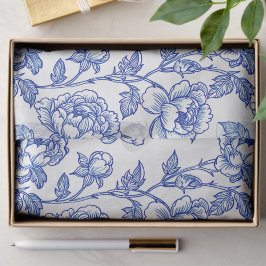 Blaue Chinoiserie Rose Peony Seidenpapier