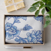 Blaue Chinoiserie Rose Peony Seidenpapier (Geschenk)