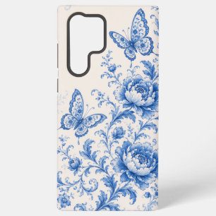 Blaue Chinoiserie-Schmetterling-Pfingstrose-Handyh Samsung Galaxy Hülle