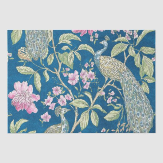 Blaue Chinoiserie Seidenpapier (Vorderseite)