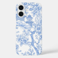 Blaue Chinoiserie-Toile-Drache-Kirschblüte