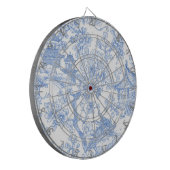 Blaue Chinoiserie-Toile-Drache-Kirschblüte Dartscheibe (Vorderseite Links)