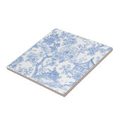 Blaue Chinoiserie-Toile-Drache-Kirschblüte Fliese (Seite)