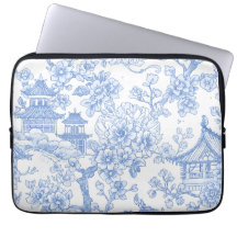 Blaue Chinoiserie-Toile-Drache-Kirschblüte