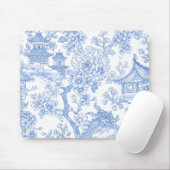 Blaue Chinoiserie-Toile-Drache-Kirschblüte Mousepad (Mit Mouse)