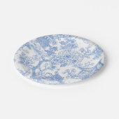 Blaue Chinoiserie-Toile-Drache Kirschblüte Pappteller (Schrägansicht)