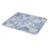 Blaue Chinoiserie-Toile-Drache-Kirschblüte Schneidebrett (Ecke)