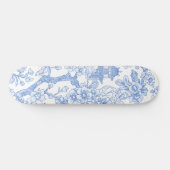 Blaue Chinoiserie-Toile-Drache-Kirschblüte Skateboard (Horizontal)