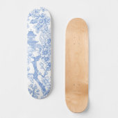 Blaue Chinoiserie-Toile-Drache-Kirschblüte Skateboard (Vorderseite)
