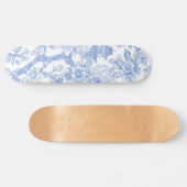 Blaue Chinoiserie-Toile-Drache-Kirschblüte Skateboard (Horizontal)