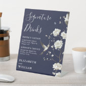 Blaue Chinoiserie Unterschrift Drinks Hochzeit Sockelschild (In SItu)