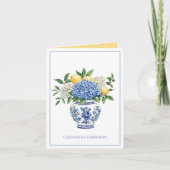 Blaue Chinoiserie Vase mit Hydrangeas (Vorderseite)