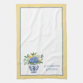 Blaue Chinoiserie Vase mit Hydrangeas Geschirrtuch (Vertikal)