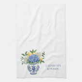 Blaue Chinoiserie Vase mit Hydrangeas Geschirrtuch (Vertikal)