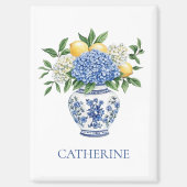 Blaue Chinoiserie Vase mit Hydrangeas Magnet (Vorderseite)