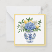 Blaue Chinoiserie Vase mit Hydrangeas Mitteilungskarte (Vorderseite)