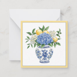 Blaue Chinoiserie Vase mit Hydrangeas Mitteilungskarte